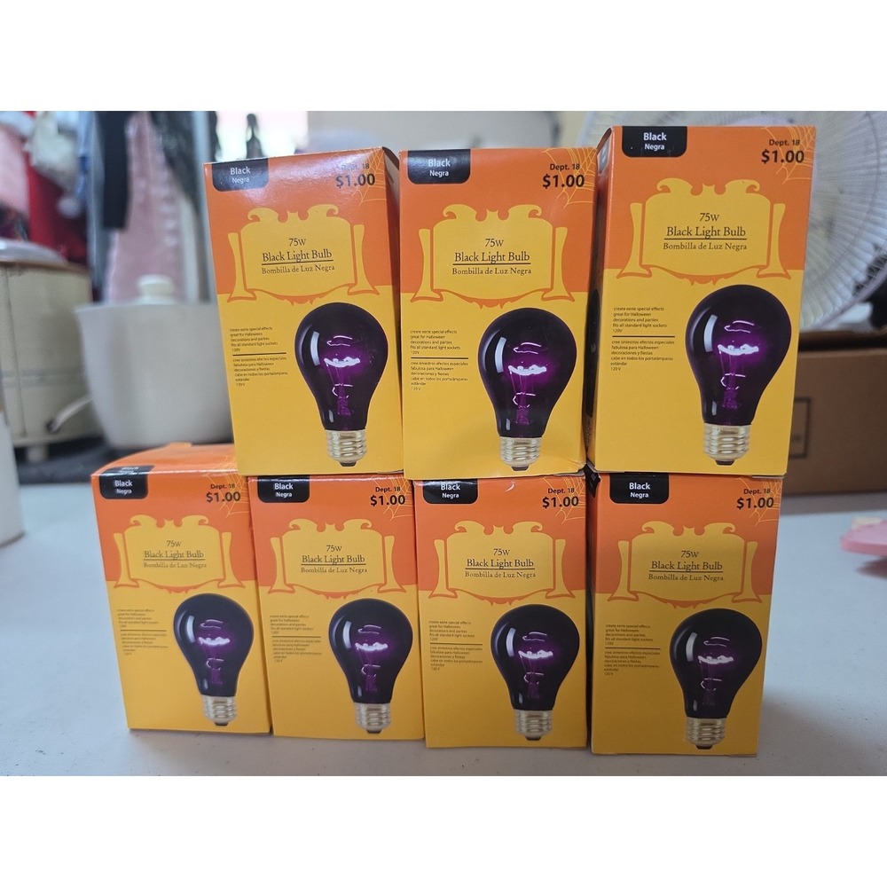 Vtg NosBlack Light Bulb 75 Watts Fits All Standard Light Sockets Party Lot Of 7
